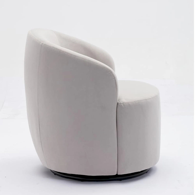 360-Degree Swivel Velvet Barrel Accent Chair with Ergonomic Back and Metal Swivel Base