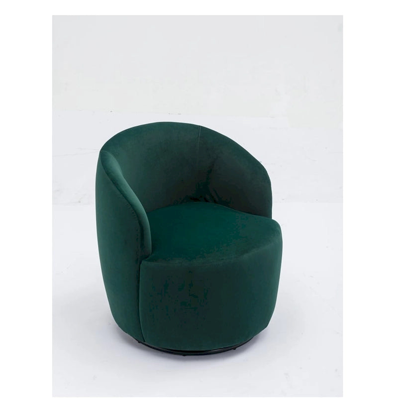 360-Degree Swivel Velvet Barrel Accent Chair with Ergonomic Back and Metal Swivel Base