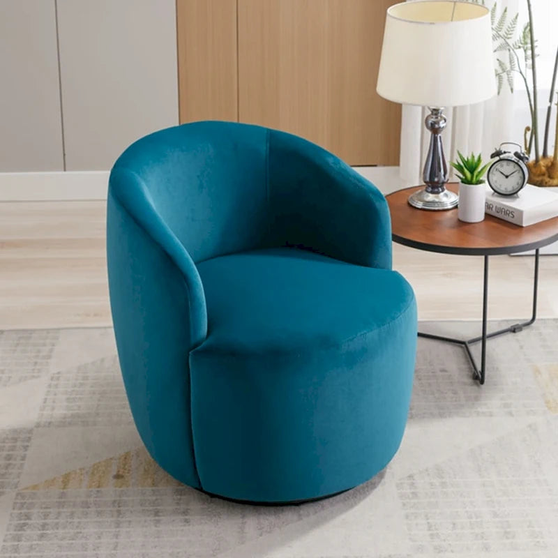 360-Degree Swivel Velvet Barrel Accent Chair with Ergonomic Back and Metal Swivel Base