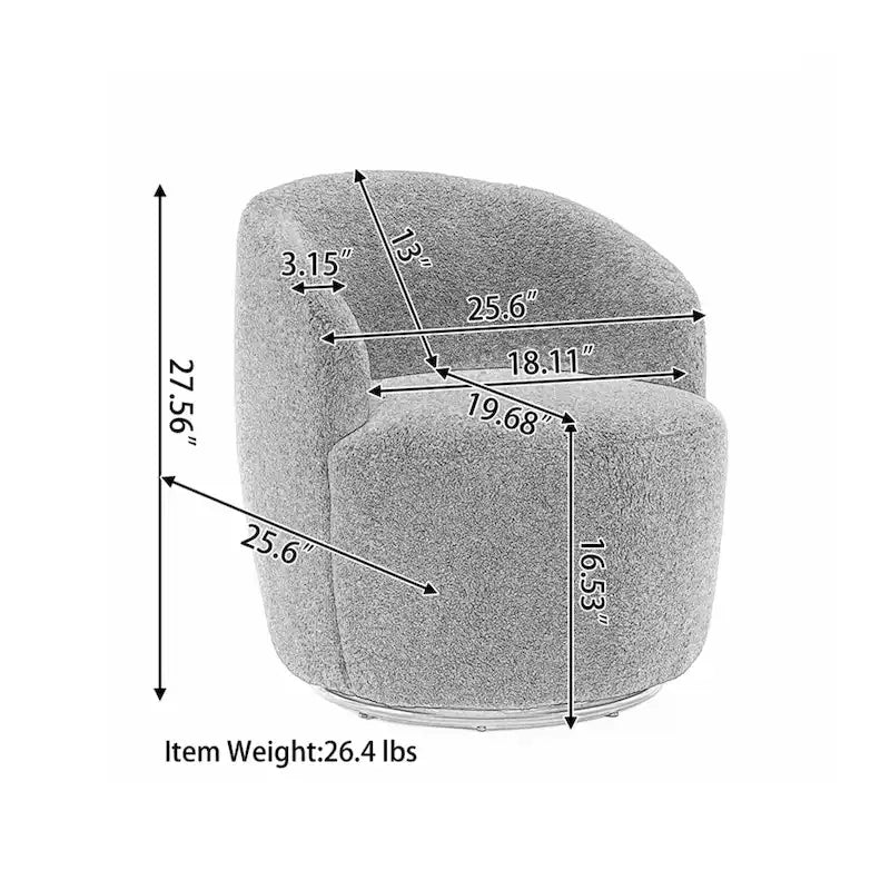 360-Degree Swivel Velvet Barrel Accent Chair with Ergonomic Back and Metal Swivel Base