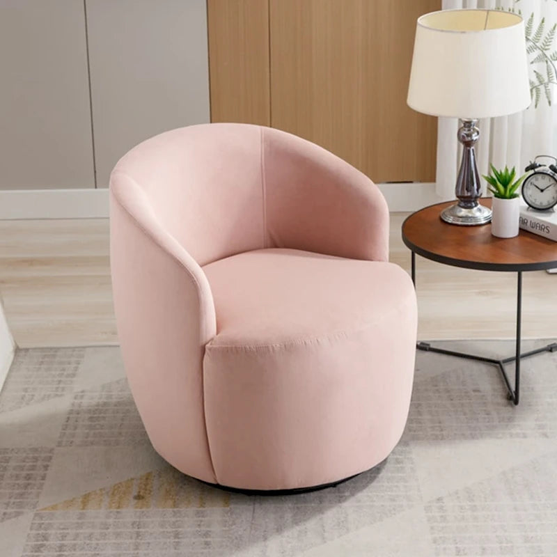 360-Degree Swivel Velvet Barrel Accent Chair with Ergonomic Back and Metal Swivel Base