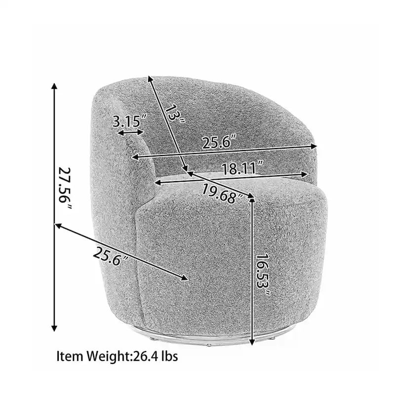 360-Degree Swivel Velvet Barrel Accent Chair with Ergonomic Back and Metal Swivel Base