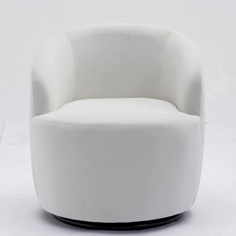 360-Degree Swivel Velvet Barrel Accent Chair with Ergonomic Back and Metal Swivel Base