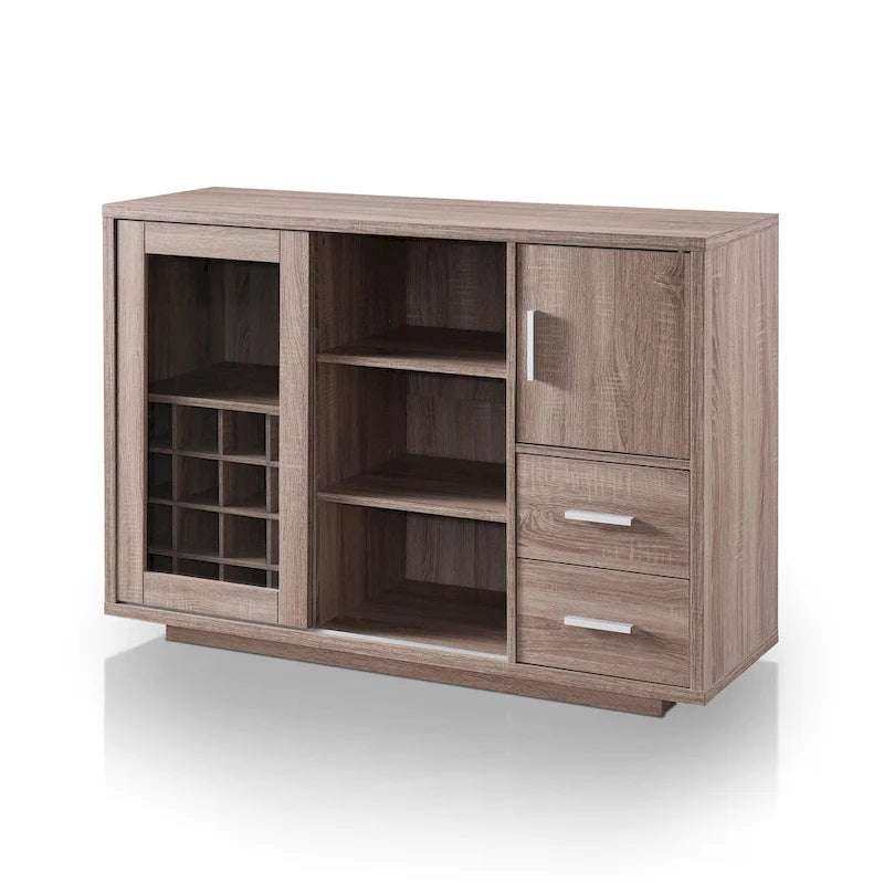 Modern Wine Bar Buffet Cabinet with Wine Rack Stemware Holder and Drawers