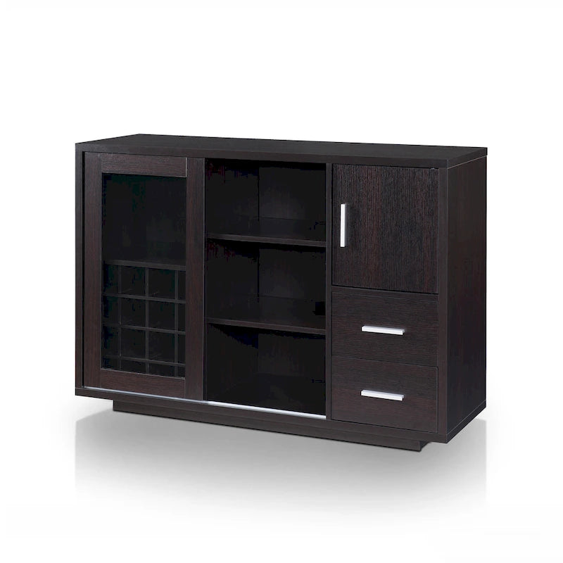 Modern Wine Bar Buffet Cabinet with Wine Rack Stemware Holder and Drawers