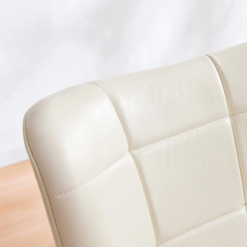 Modern High-Back Wingback Accent Chair Tufted Faux Leather with Solid Wood Legs