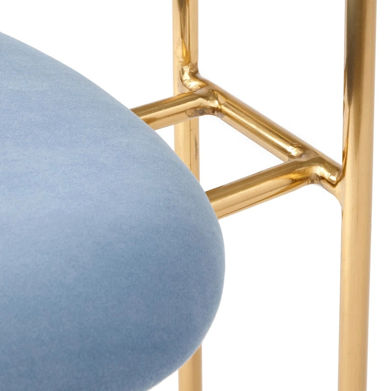 Retro Glam Velvet Dining Arm Chair with Gold Metal Frame Curved Back
