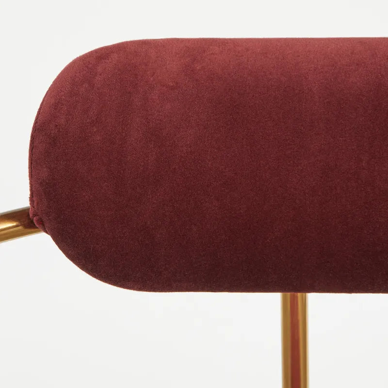 Retro Glam Velvet Dining Arm Chair with Gold Metal Frame Curved Back