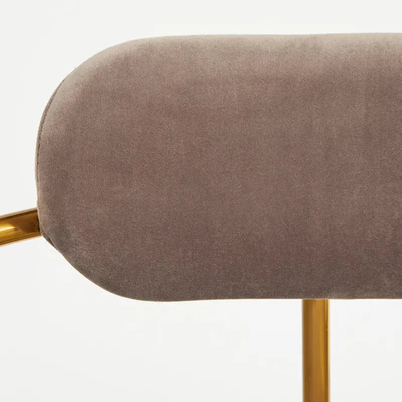 Retro Glam Velvet Dining Arm Chair with Gold Metal Frame Curved Back