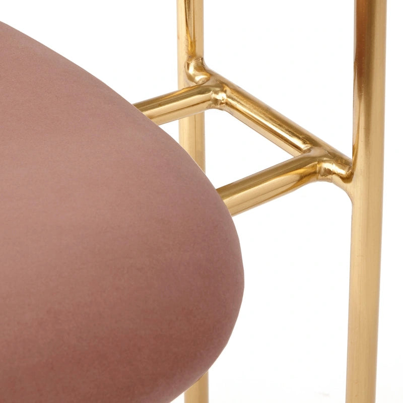 Retro Glam Velvet Dining Arm Chair with Gold Metal Frame Curved Back