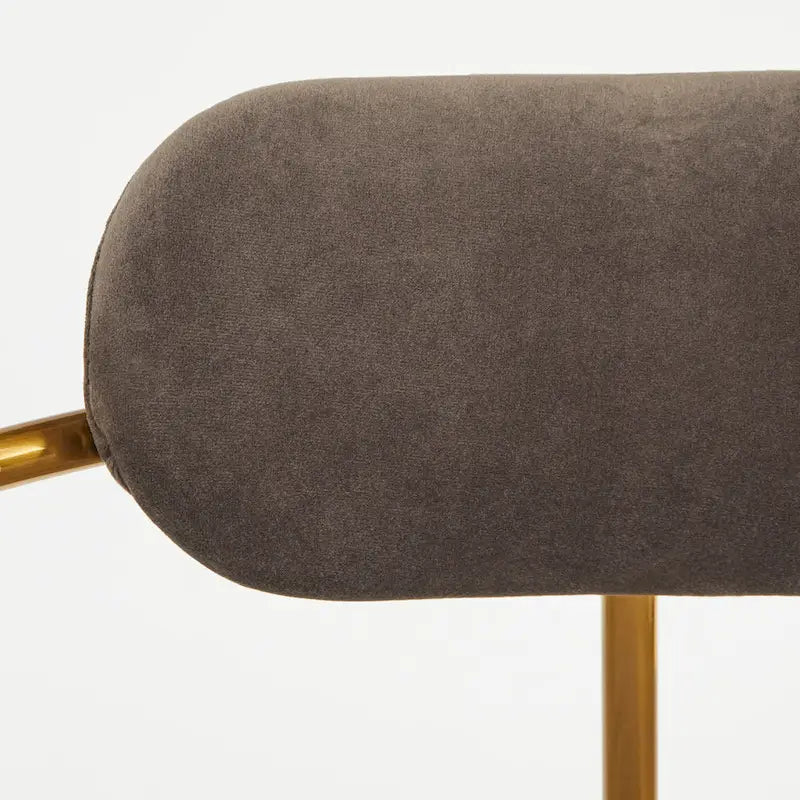 Retro Glam Velvet Dining Arm Chair with Gold Metal Frame Curved Back
