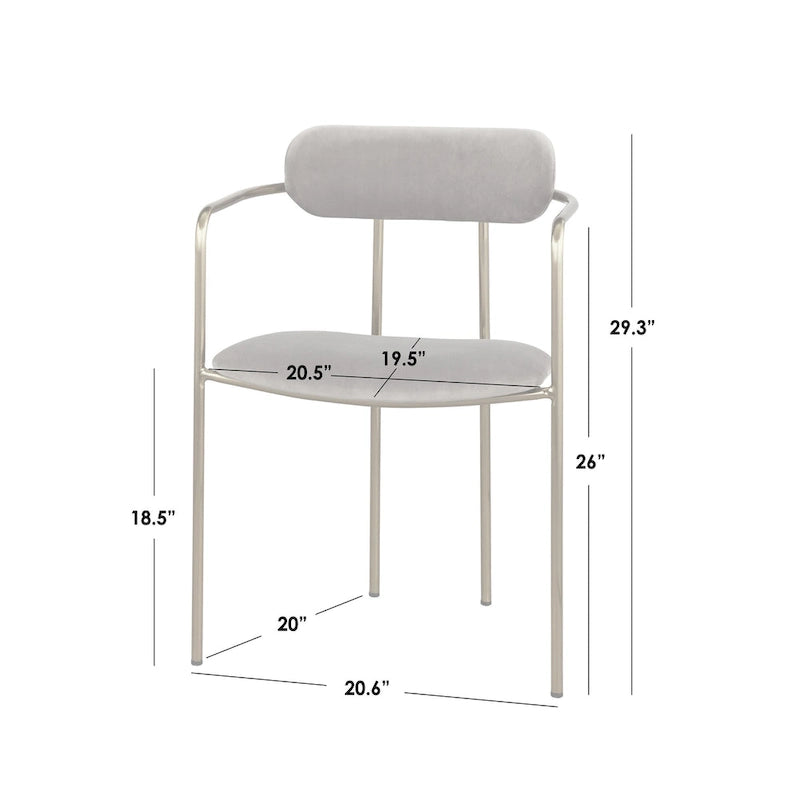 Retro Glam Velvet Dining Arm Chair with Gold Metal Frame Curved Back