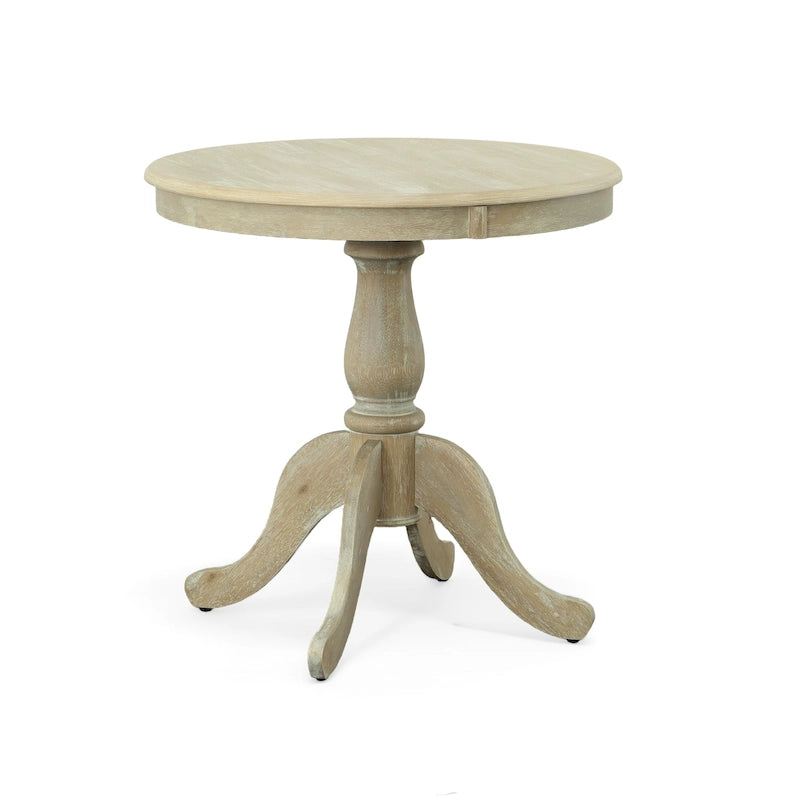 30 Inch Round Pedestal Dining Table with Lathe-Turned Column and Carved Feet