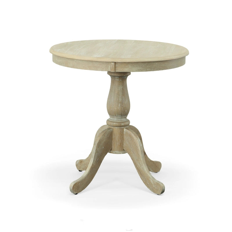 30 Inch Round Pedestal Dining Table with Lathe-Turned Column and Carved Feet