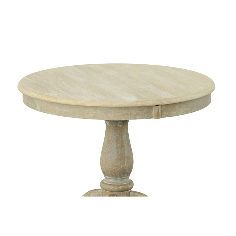 30 Inch Round Pedestal Dining Table with Lathe-Turned Column and Carved Feet