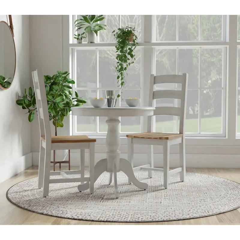 30 Inch Round Pedestal Dining Table with Lathe-Turned Column and Carved Feet