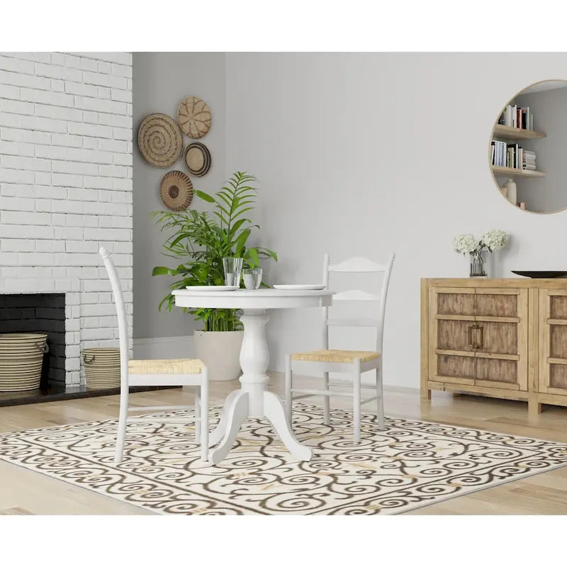 30 Inch Round Pedestal Dining Table with Lathe-Turned Column and Carved Feet
