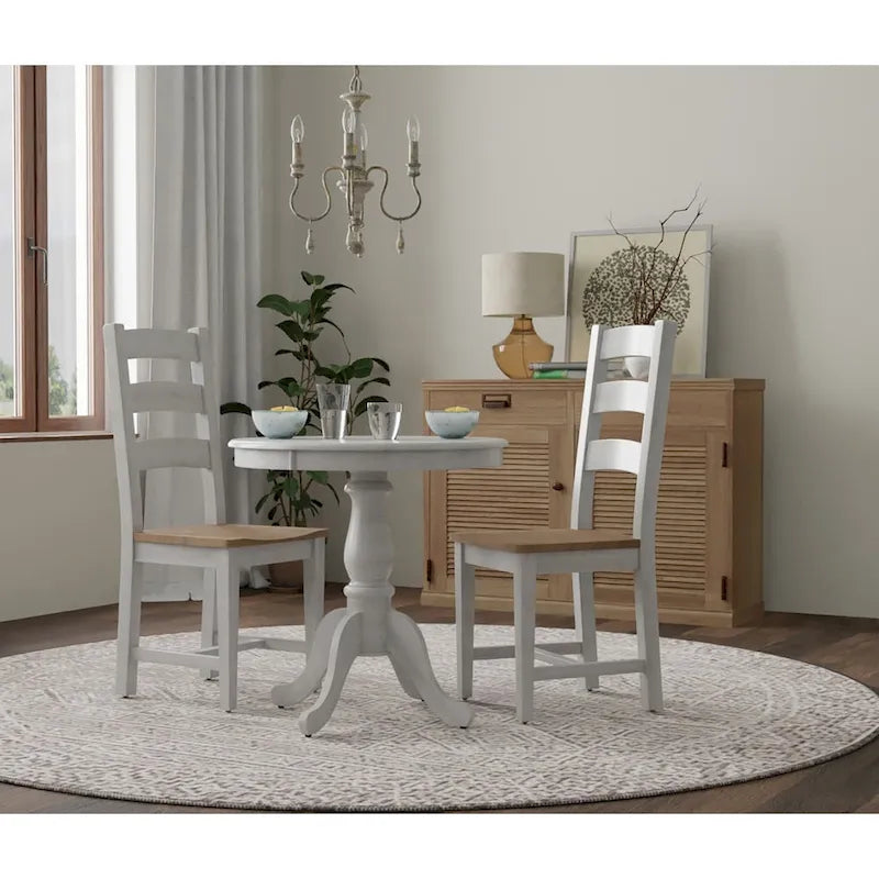 30 Inch Round Pedestal Dining Table with Lathe-Turned Column and Carved Feet