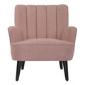 Channel-Tufted Accent Armchair with Terry Cloth Upholstery and Solid Wood Legs