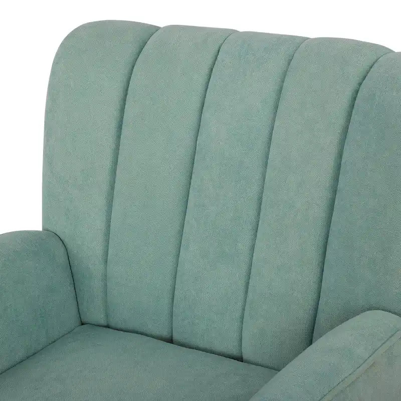 Channel-Tufted Accent Armchair with Terry Cloth Upholstery and Solid Wood Legs