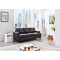 Transitional Tufted Faux Leather Sofa with Pocket Coil Seating Removable Back Black White