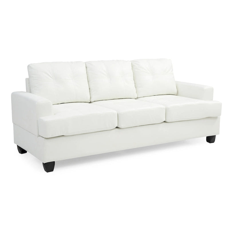 Transitional Tufted Faux Leather Sofa with Pocket Coil Seating Removable Back Black White