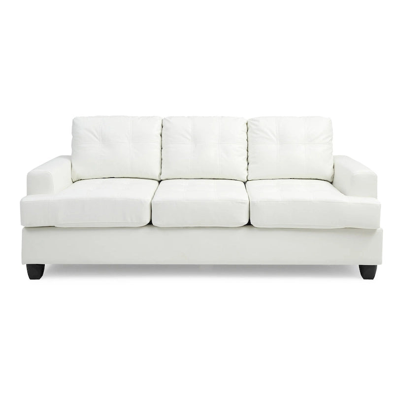 Transitional Tufted Faux Leather Sofa with Pocket Coil Seating Removable Back Black White
