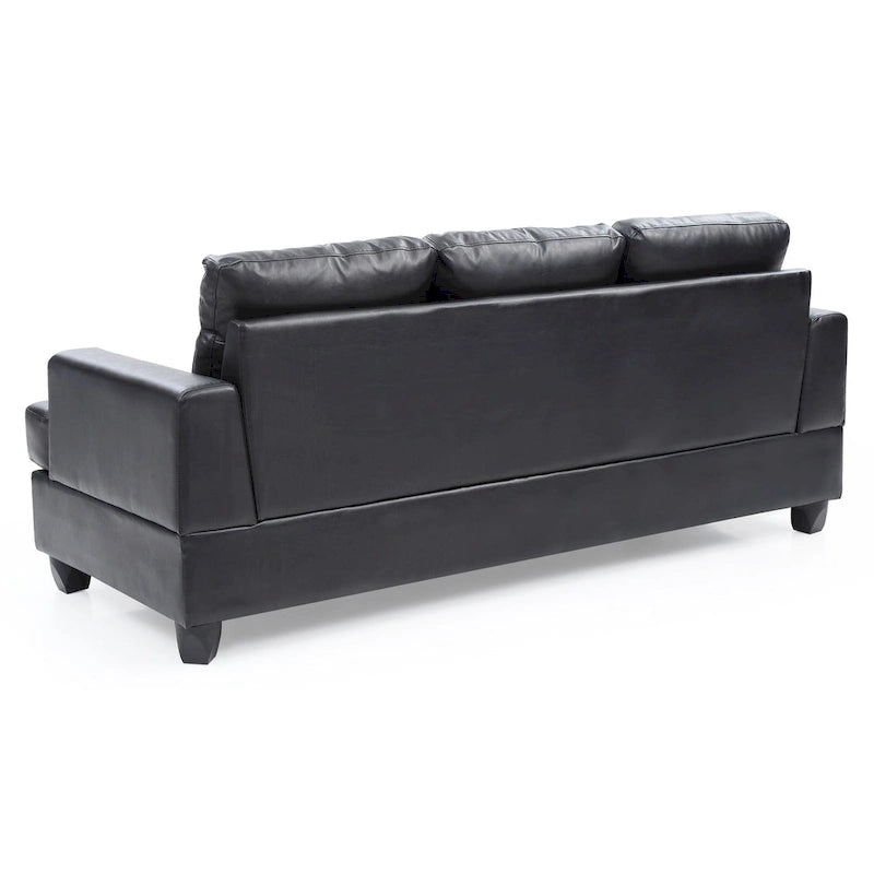Transitional Tufted Faux Leather Sofa with Pocket Coil Seating Removable Back Black White