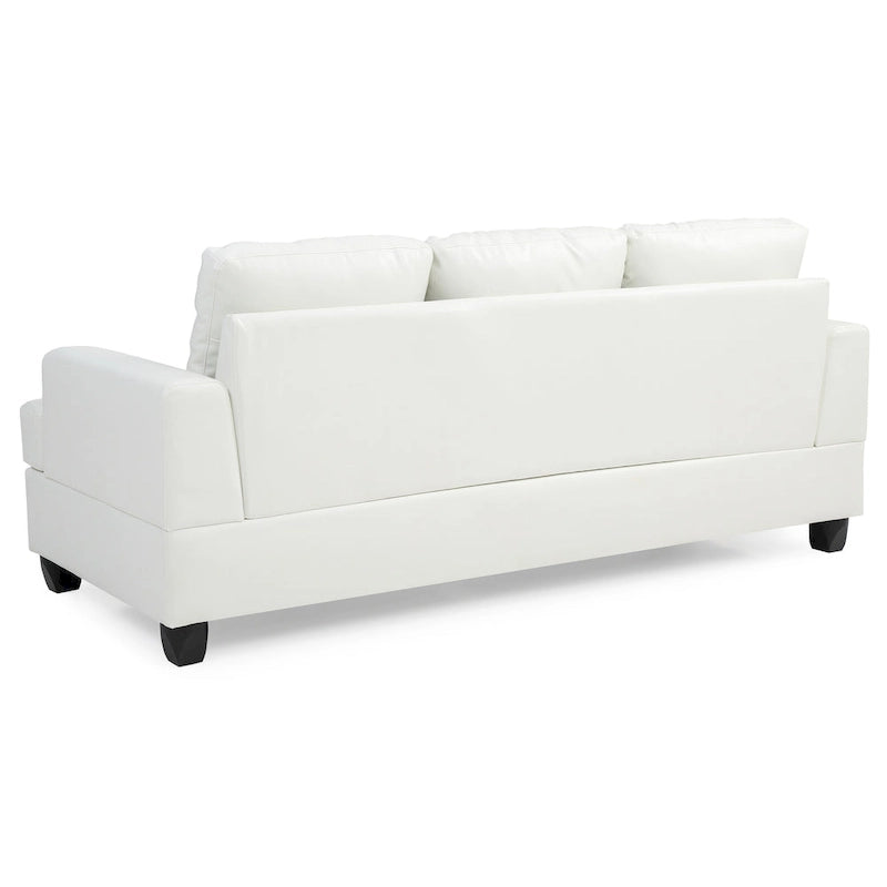 Transitional Tufted Faux Leather Sofa with Pocket Coil Seating Removable Back Black White