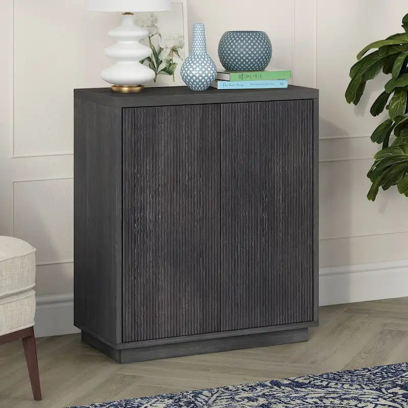Modern Transitional Double Door Accent Cabinet with Adjustable Shelf and Cable Management