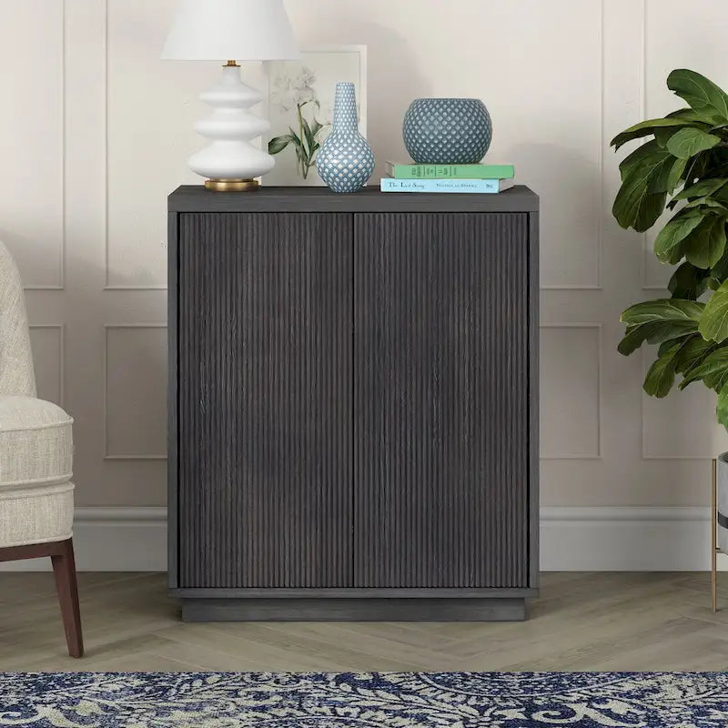 Modern Transitional Double Door Accent Cabinet with Adjustable Shelf and Cable Management