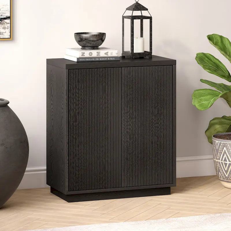 Modern Transitional Double Door Accent Cabinet with Adjustable Shelf and Cable Management