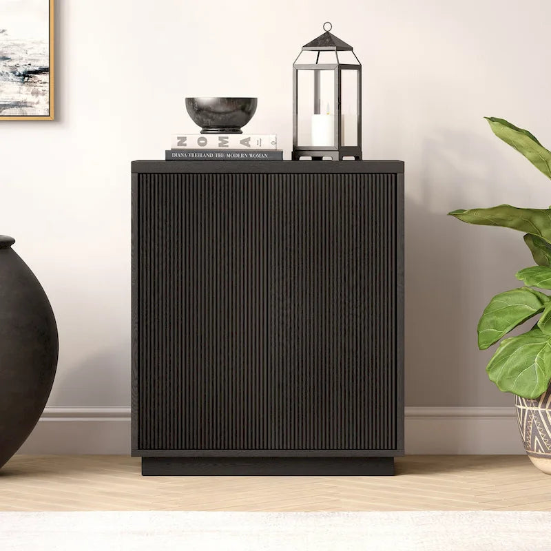 Modern Transitional Double Door Accent Cabinet with Adjustable Shelf and Cable Management