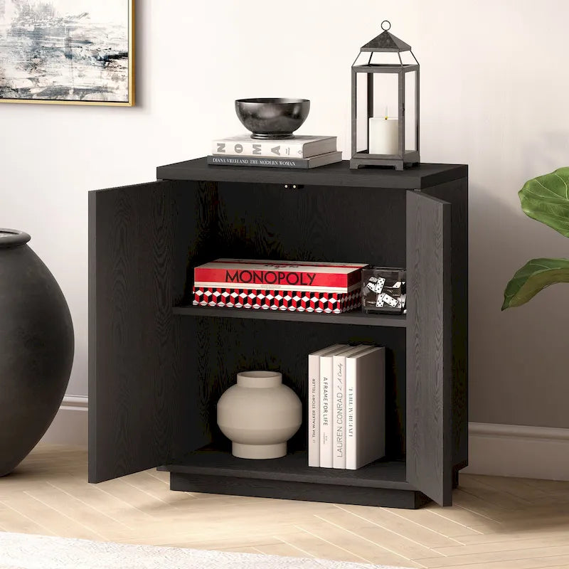 Modern Transitional Double Door Accent Cabinet with Adjustable Shelf and Cable Management
