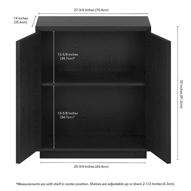 Modern Transitional Double Door Accent Cabinet with Adjustable Shelf and Cable Management