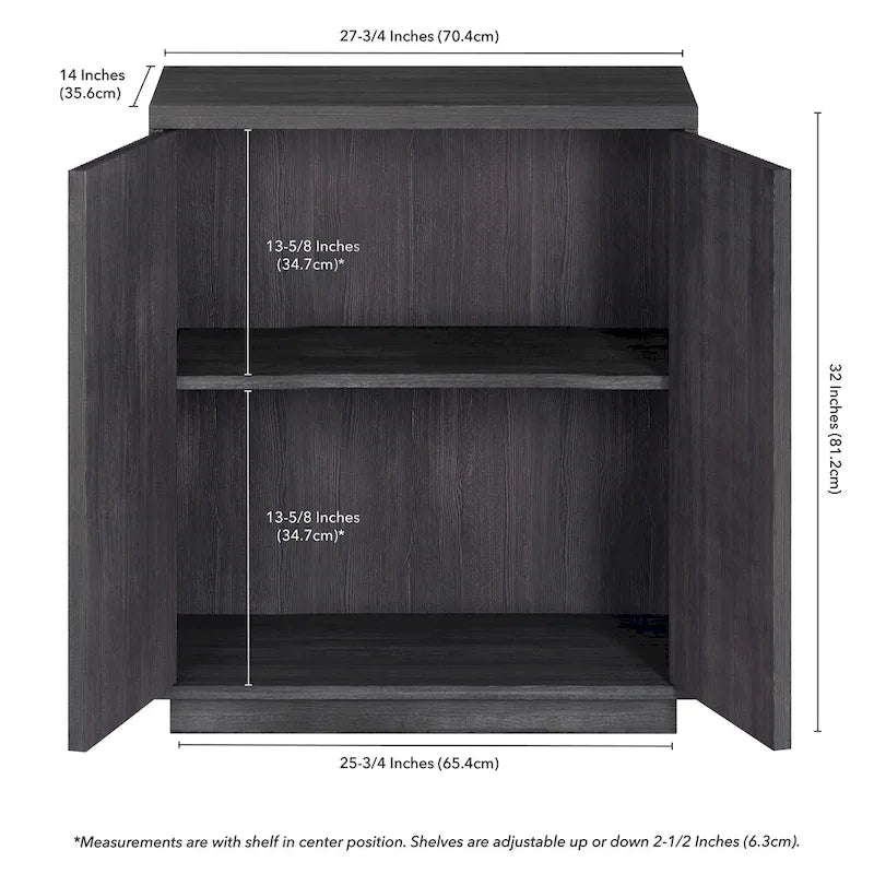 Modern Transitional Double Door Accent Cabinet with Adjustable Shelf and Cable Management