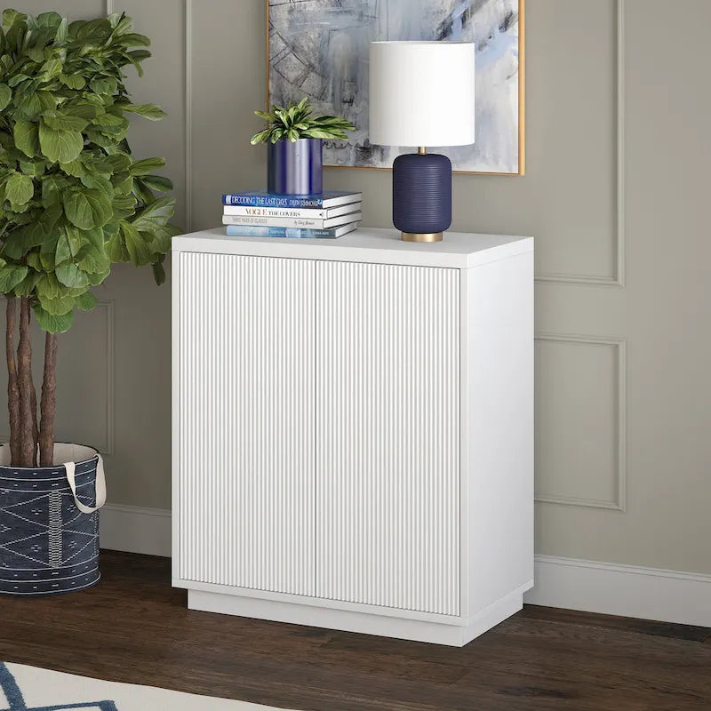 Modern Transitional Double Door Accent Cabinet with Adjustable Shelf and Cable Management