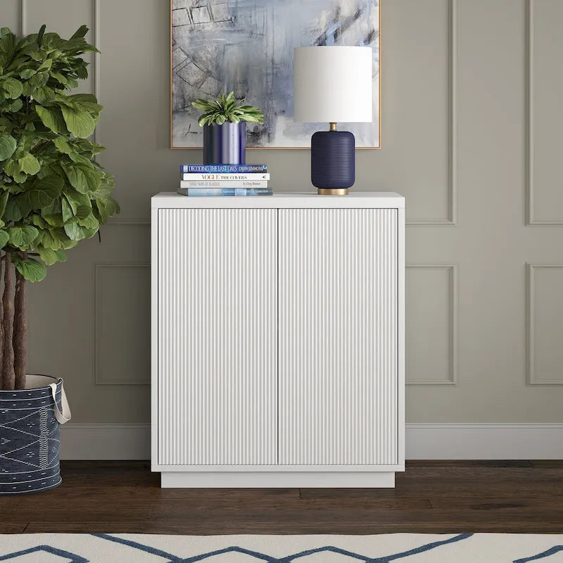 Modern Transitional Double Door Accent Cabinet with Adjustable Shelf and Cable Management