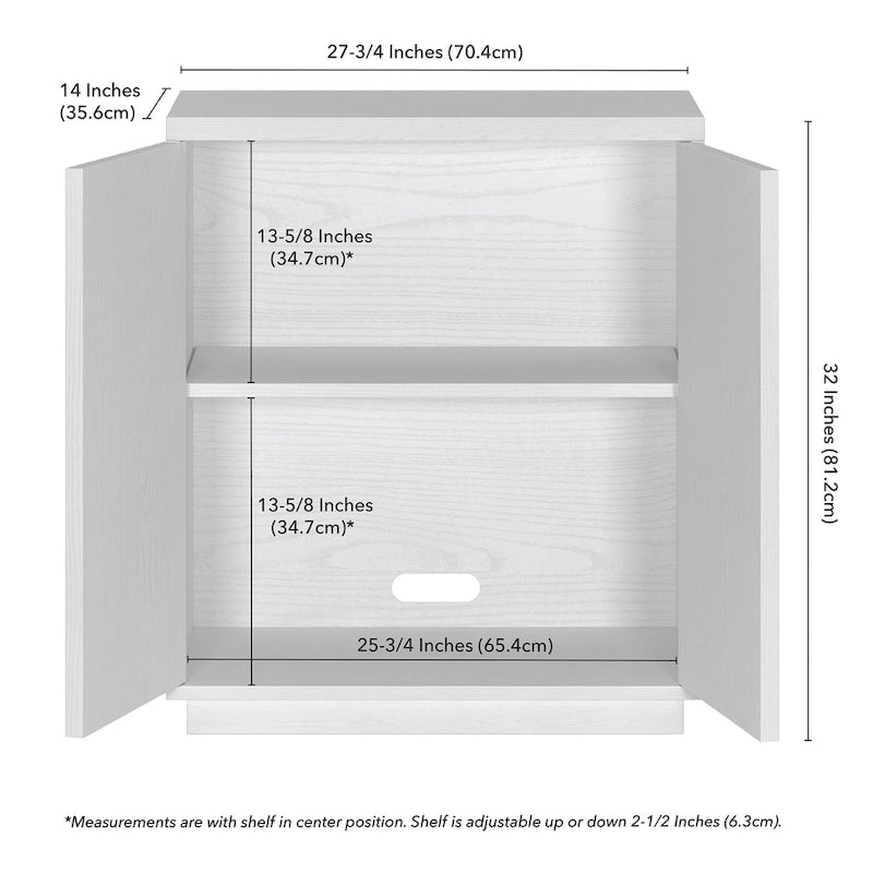 Modern Transitional Double Door Accent Cabinet with Adjustable Shelf and Cable Management