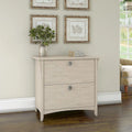 2-Drawer Lateral File Cabinet in Distressed Antique White with Tapered Legs and Ball-Bearing Slides