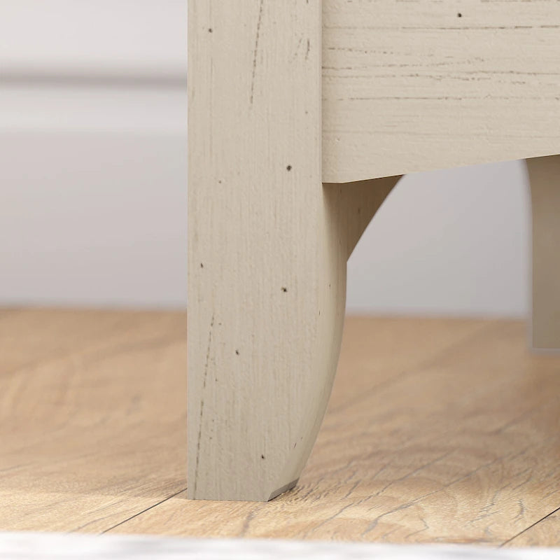 2-Drawer Lateral File Cabinet in Distressed Antique White with Tapered Legs and Ball-Bearing Slides