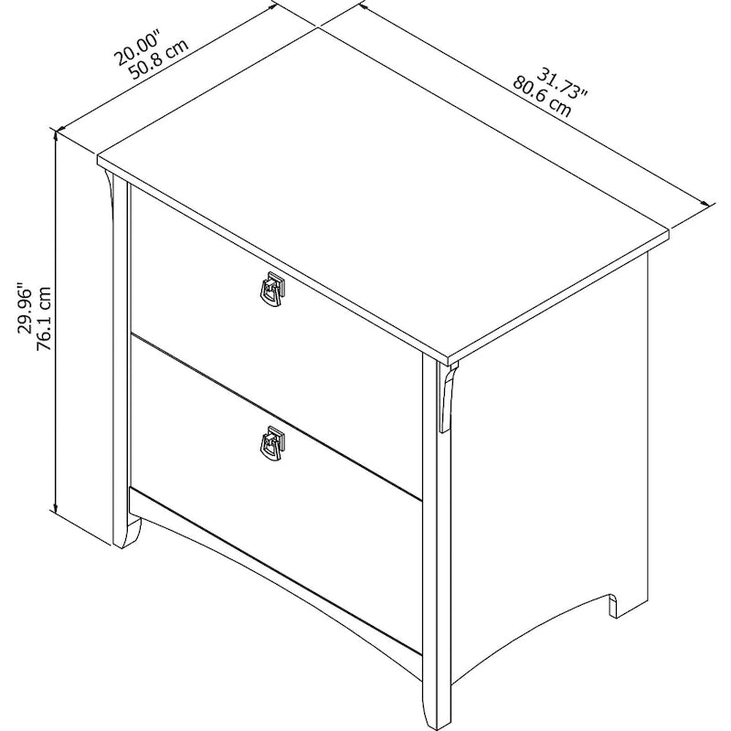 2-Drawer Lateral File Cabinet in Distressed Antique White with Tapered Legs and Ball-Bearing Slides