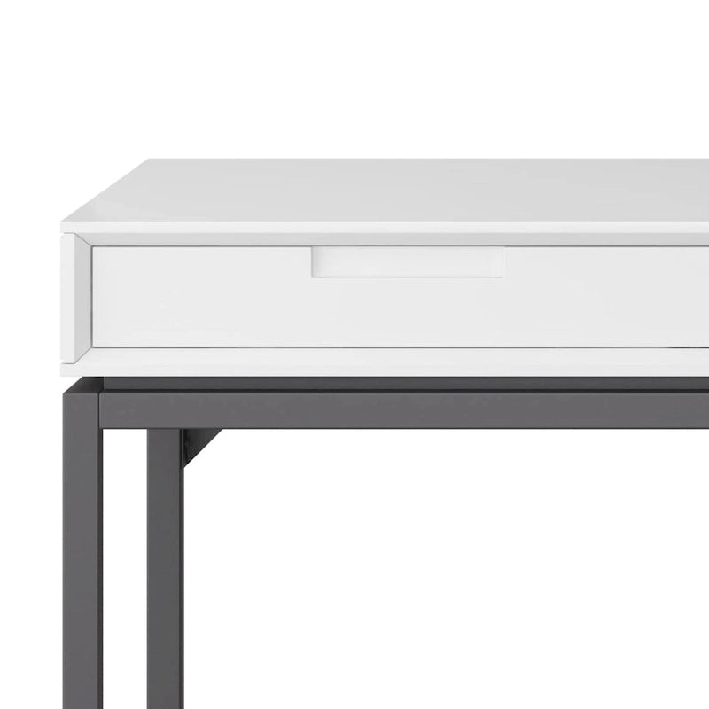72 Inch Wide Industrial Solid Wood Executive Desk with 3 Drawers and Blackened Metal Base