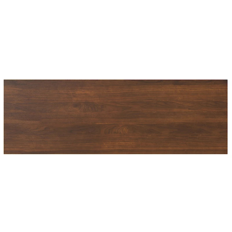 72 Inch Wide Industrial Solid Wood Executive Desk with 3 Drawers and Blackened Metal Base