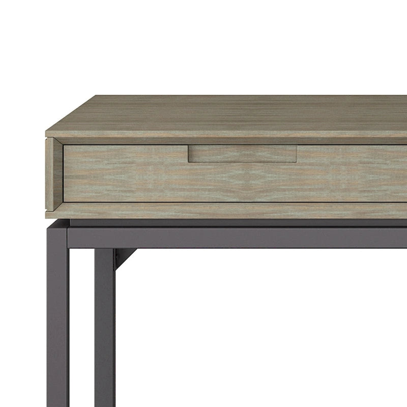 72 Inch Wide Industrial Solid Wood Executive Desk with 3 Drawers and Blackened Metal Base