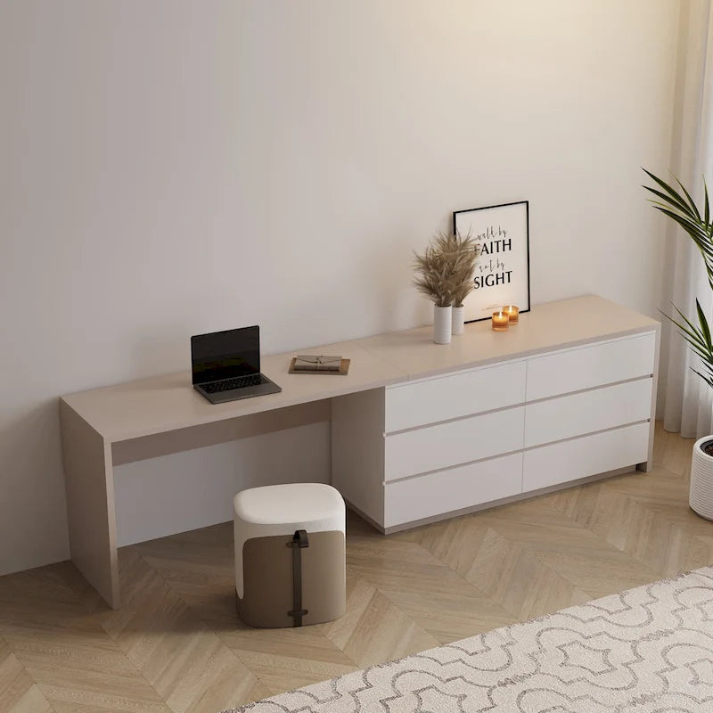 144 Inch Modern Home Office Expandable Dresser Desk