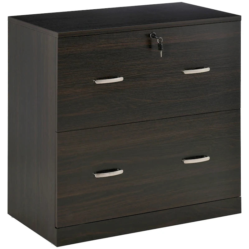 2-Drawer Lateral File Cabinet with Lock Hanging Bar for A4 Files and Metal Handles for Home Office