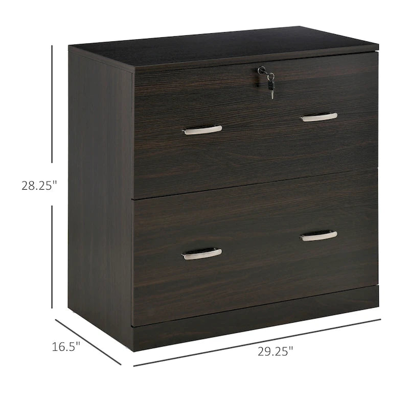 2-Drawer Lateral File Cabinet with Lock Hanging Bar for A4 Files and Metal Handles for Home Office