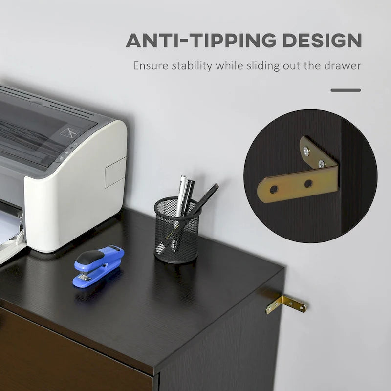 2-Drawer Lateral File Cabinet with Lock Hanging Bar for A4 Files and Metal Handles for Home Office