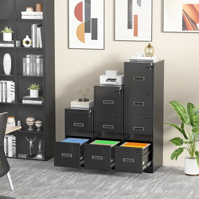 4-Drawer Vertical Metal Locking File Cabinet with Adjustable Hanging Rails 18 Inch Deep